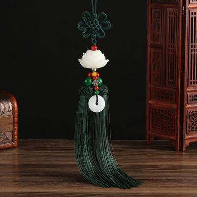 Car Good Luck Lotus Pendant  Car Interior Decora Ornaments Rearview Mirror Pendant Ping An Buckle Chinese Knot Decoration