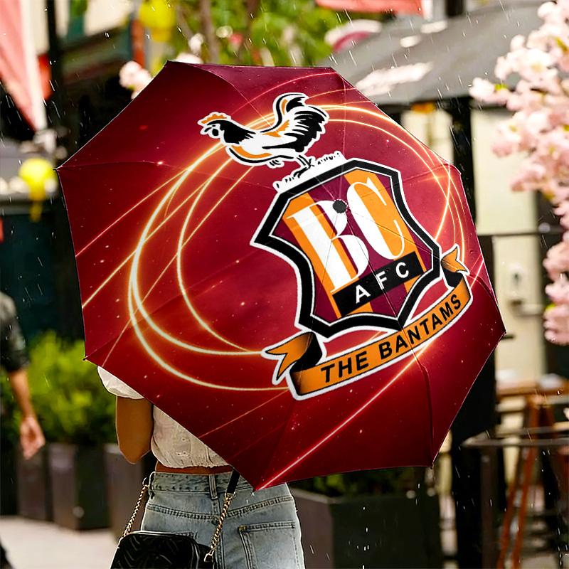 Bradford City AFC Print Umbrella Automatic Opening/ Closing - Portable Foldable Design - Daily use for Travel/Outdoor - Gift for Birthday