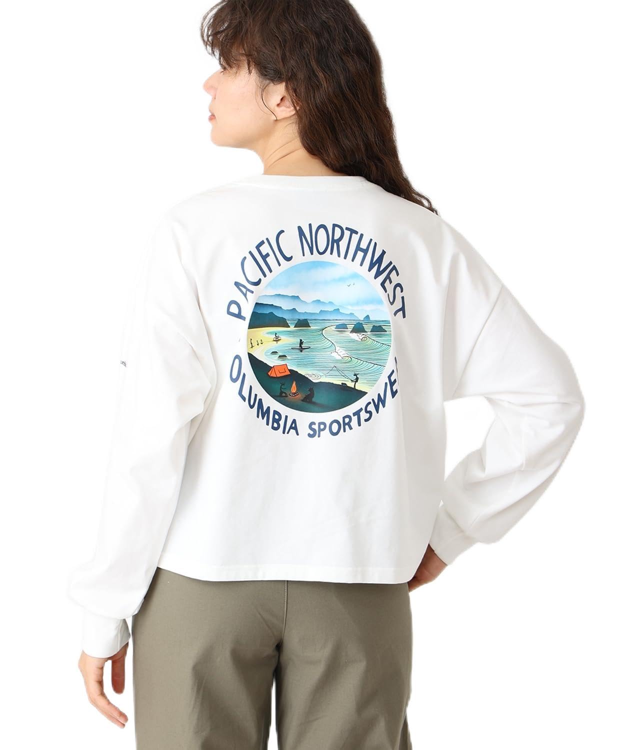 

Columbia Lake to Avenue Long Sleeve Cropped Sea Size XL Women s T-Shirt, Salt,