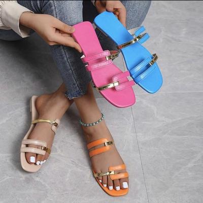 Zapatillas y Sandalias Casuales de Exterior con Bloques de Color para Mujer de Tallas Grandes Verano 2023 - Estilo Europeo y Americano