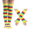 Purple Stockings Party Props 2 Piece Set Striped Over The Knee Socks Colored Striped Gloves New Casual Stockings