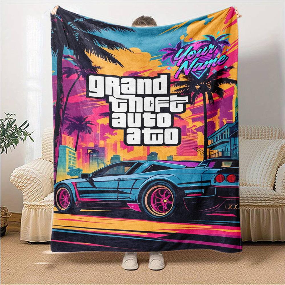 Grand Theft Auto Προσαρμόστε το Όνομά σας Κουβέρτα Ρίψης Εξατομικευμένη Κουβέρτα Μαλακή & Ζεστή Κατάλληλη για Καρέκλα Γραφείου Διακόσμηση Σπιτιού Καναπέ Κάθισμα για Όλες τις Περιστάσεις