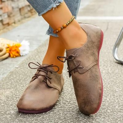 Fashion Women's Shoes 2025 Autumn New Fashion Casual Soft Walking Shoes Trend Retro Women's Lace-up Flat Shoes Zapatillas De Deporte