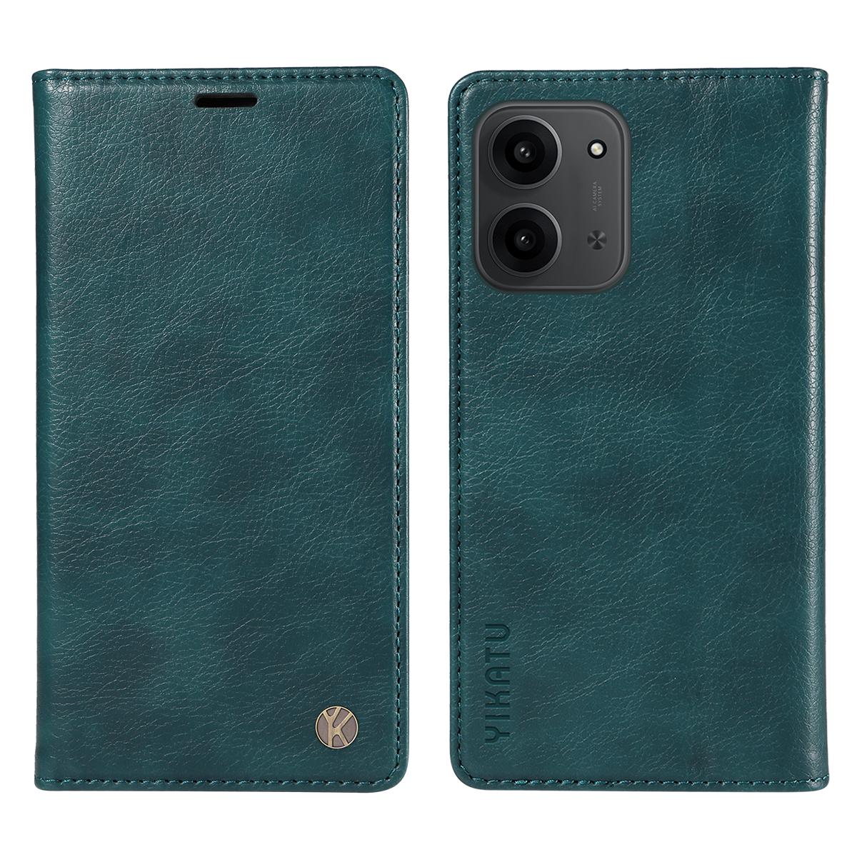 

For Xiaomi Redmi 15C 4G (173mm) Wallet Case YIKATU YK-006 Magnetic Closure Leather Phone Cover Litchi Texture Blue