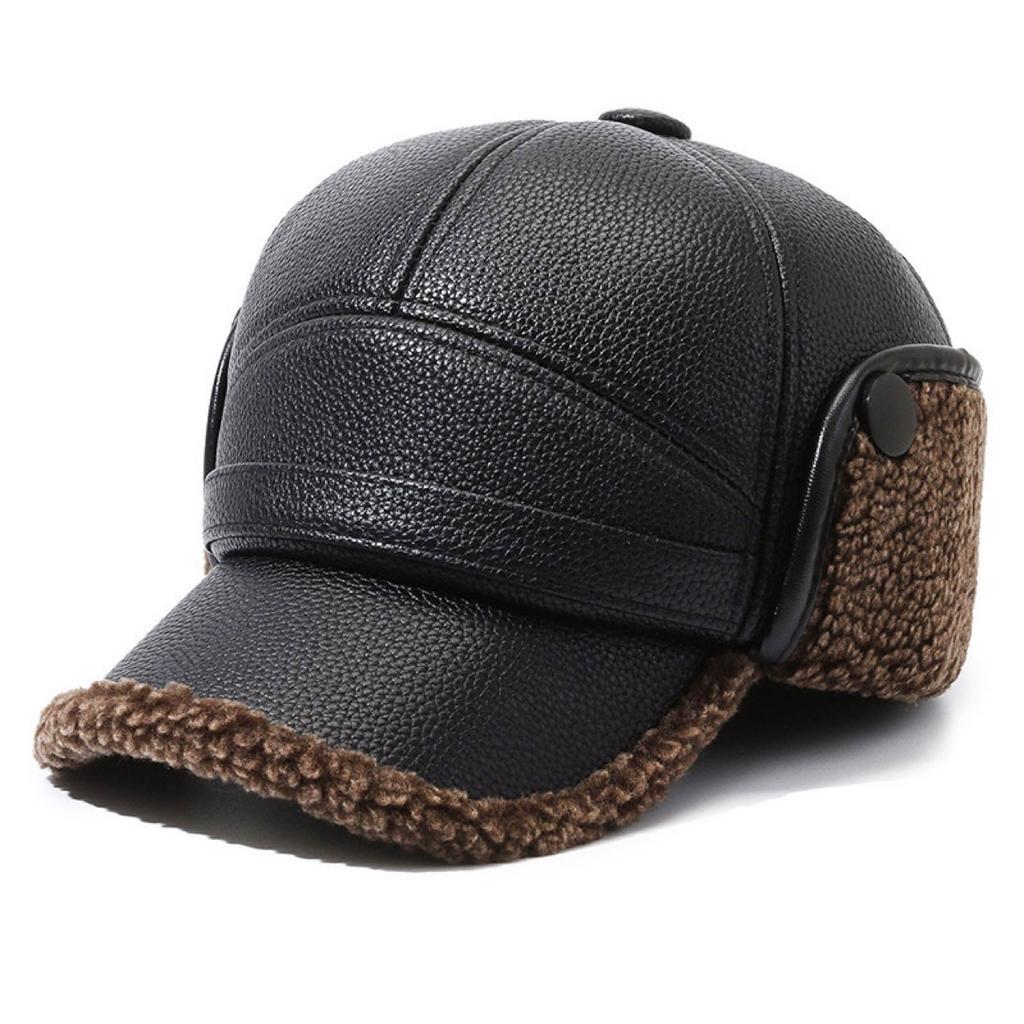 Multi Functional Foldable Winter Thickened Leather Cap With Built-in Earmuffs For Cold Wind As Warm Outdoor Sports Baseball Caps