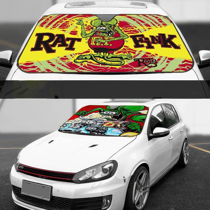Rat Fink Printed Windshield Sunshade Anime Cute Car Front Windshield 70x130cm Sun Visor Heat Reflector
