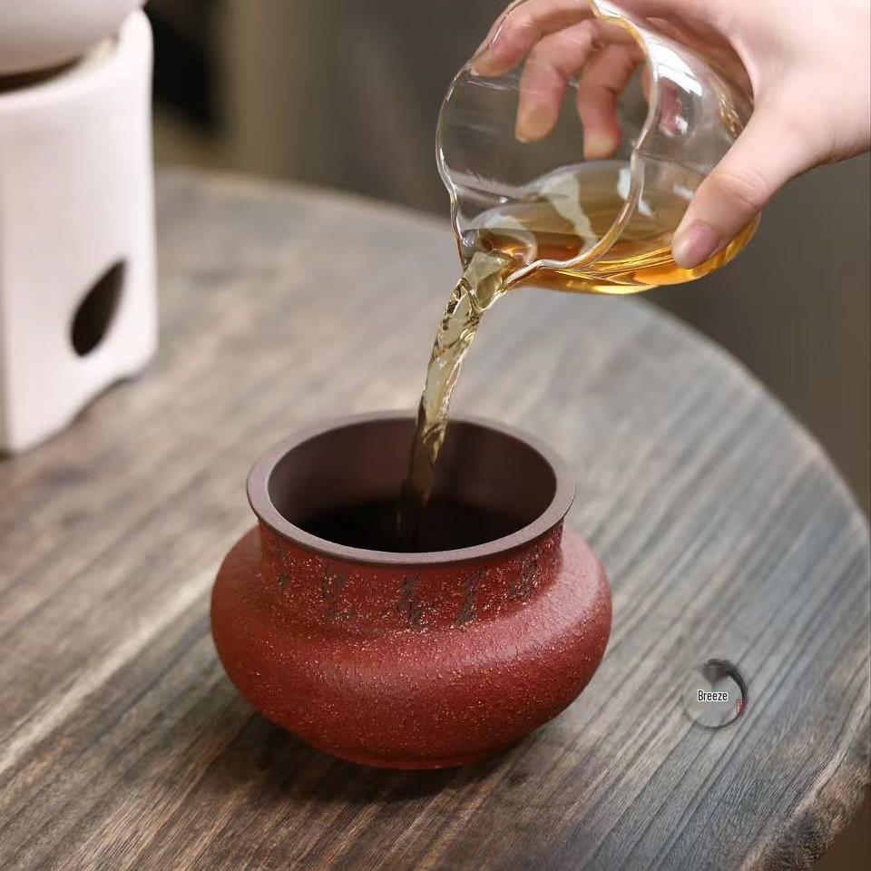 Yixing Zisha Handmade Ceramic Tea Waste Bowl Pen Holder