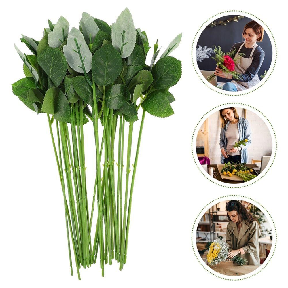 10Pcs Gardening Craft Accessories Flowers Stick Rod Rose Flowers Head Decoration