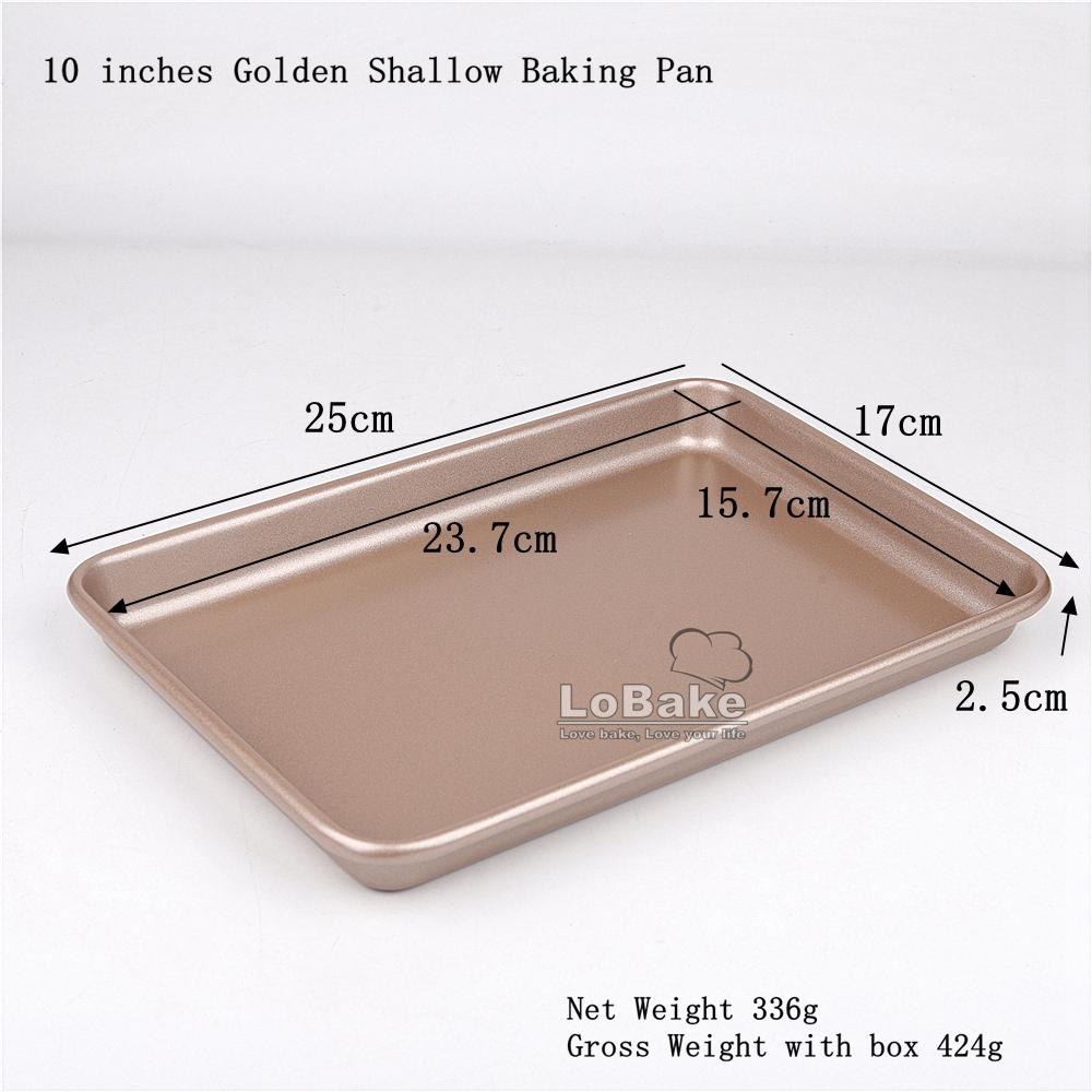 

10 12 13 15 inches 2.5cm Height Shallow Rectangle Heavy Thick Golden Nonstick Carbon Steel Baking Pan Cookie Holder Oven Tray