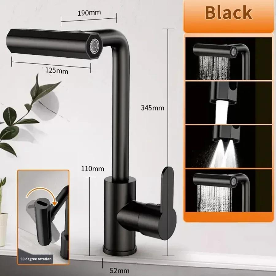 Cold and Faucet Household Kitchen Sink Faucet Waterfall Single Hole Tap Universal 360° Rotation Faucet