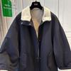 Winter Fleece Lined Velvet Windbreaker Thickened Cotton Jacket Loose Casual Coat Top for Women