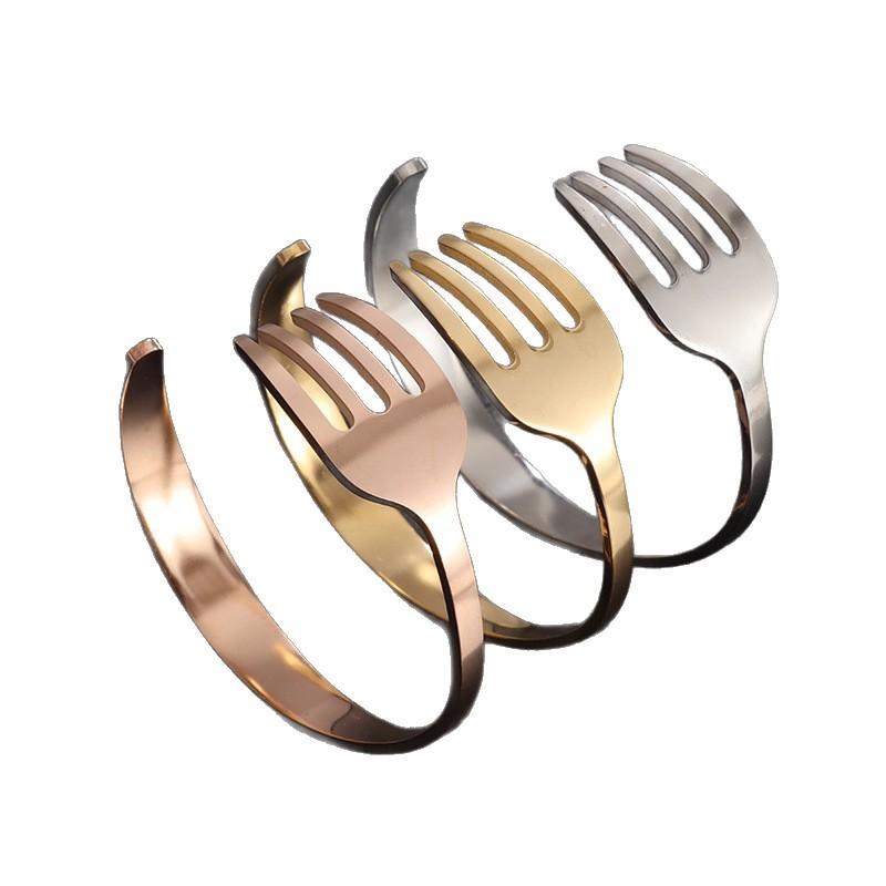 Creative Personality Simple Stainless Steel Jewelry for Men and Women Friendship Universal Fork Type Open Bracelet Hand Jewelry