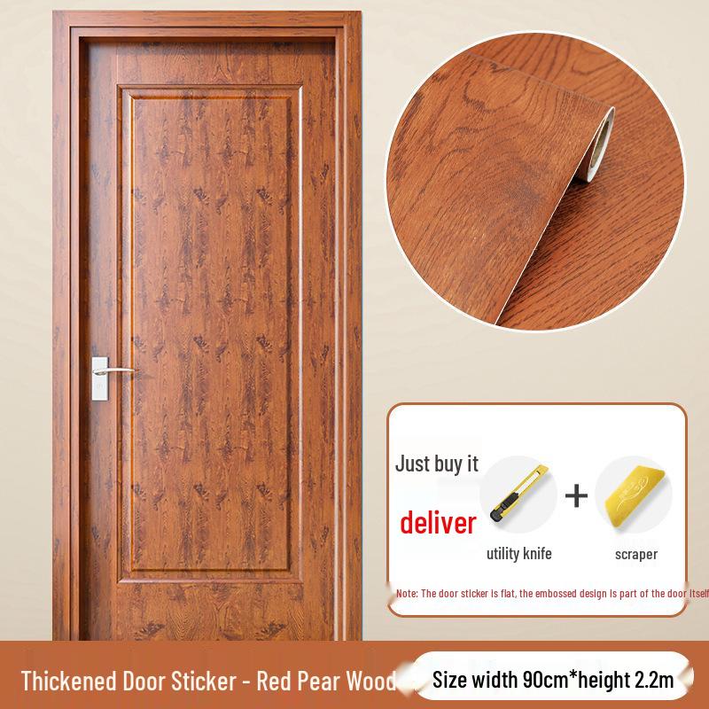 Self-Adhesive Wood Grain Door Renovation Sticker - Waterproof Decorative Cover-Up for Old Doors