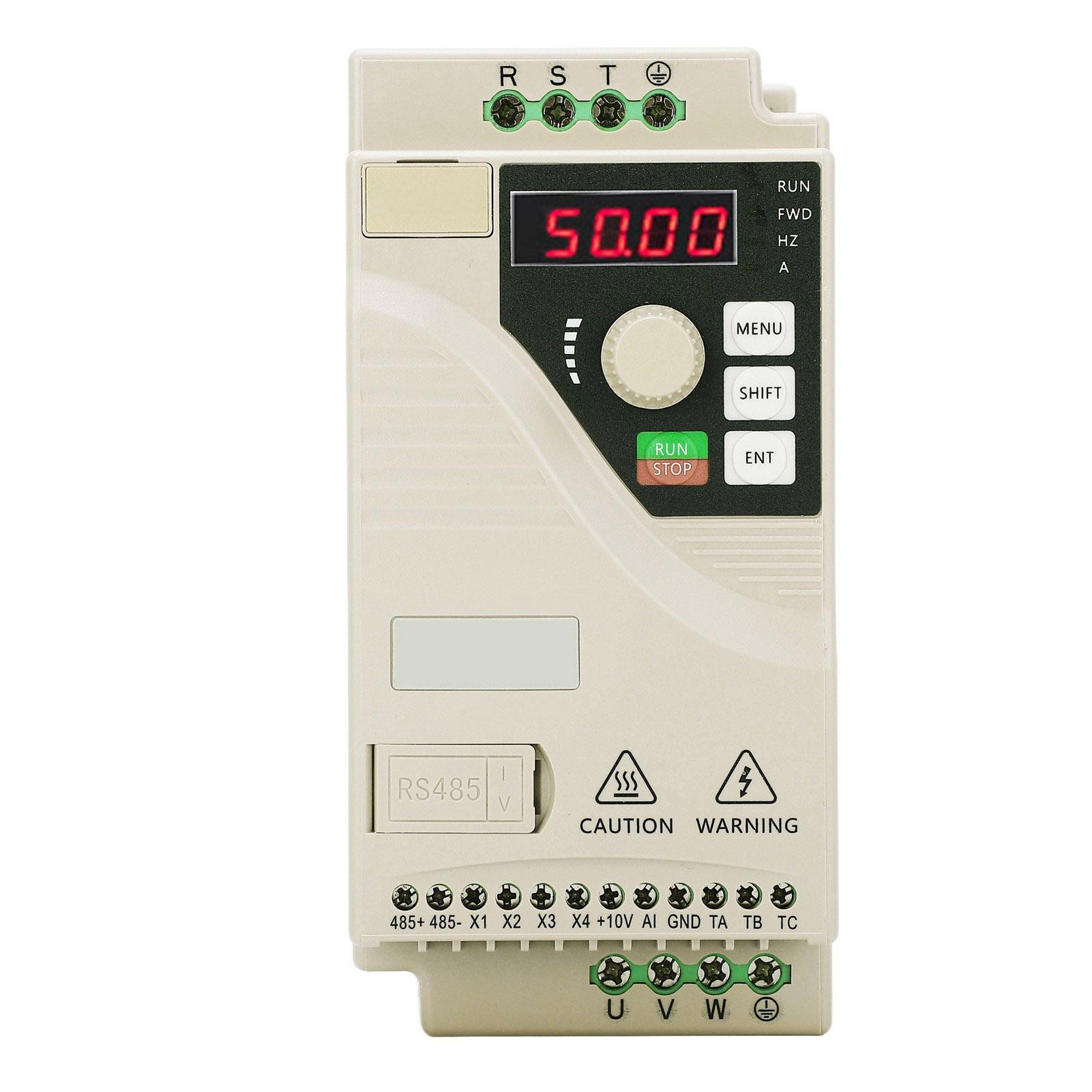

Перетворювач частоти VFD AC 220V 0.75KW 1Ф Вхід 3Ф Вихід RS485 Комунікація