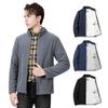 Men Polar Fleece Jacket Stand Collar Long Sleeve Full Zipper Closure Solid Color Coat with Pockets Autumn Winter Casual Outwear