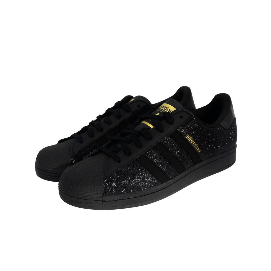 adidas Originals SUPERSTAR Wear Resistant And Lightweight Low Top Skateboard Shoes Unisex Black Sparkling Rhinestone EG4959(Team133-)