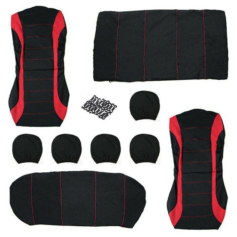 Red Car Seat Covers Washable Front Rear Full Protectors Set Universal SUV Truck