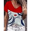 Summer Women's T Shirt V-neck Short Sleeve Graphic Print Outdoor T-shirt Female Casual Oversized Clothing Streetshirts