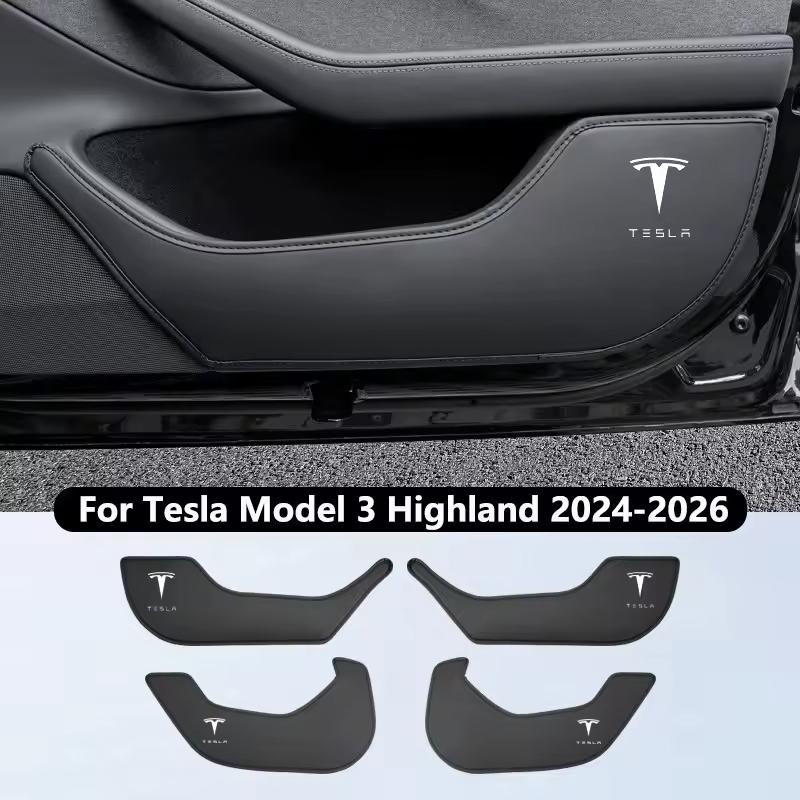 AAAIT1 Car Door Anti-Kick Pads For Tesla Model 3/Y/YL 2017-2026 PU Leather Front and Rear Door Side Panel Protection Pad Car Decoration