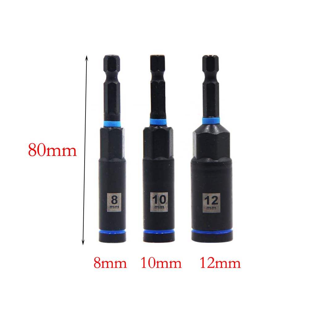 80mm Hex Socket Nut Driver Drill Bit Adapter 1/3/5pcs Socket Wrench Extension Sleeve 6/8/10/12/14mm Tools Socket Adapter