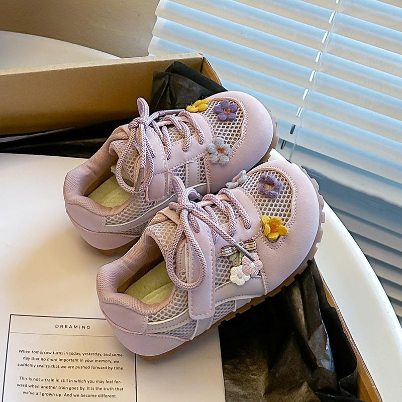 

Girls Sneakers Kids Breathable Mesh Shoes Flower Embroidery Casual Shoes Anti-slip Soft Sole Toddler Shoes 23(Inner 14.5cm) фіолетовий