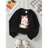 European sizes Cute Cats Stacked Together Girls' Fashionable Crewneck Sweatshirt, Western Top, Children's Long Sleeved Casual T-Shirt