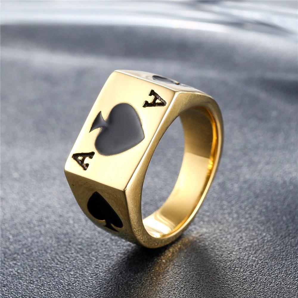 2026 Ювелирные изделия, Персонализированное Кольцо для мужчин, Игральная карта Мага, Пики Туз No. 7