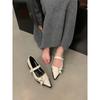 Thick heel retro black pointed single shoes women's shoes 2025 new autumn and winter French Mary Jane evening small leather shoes