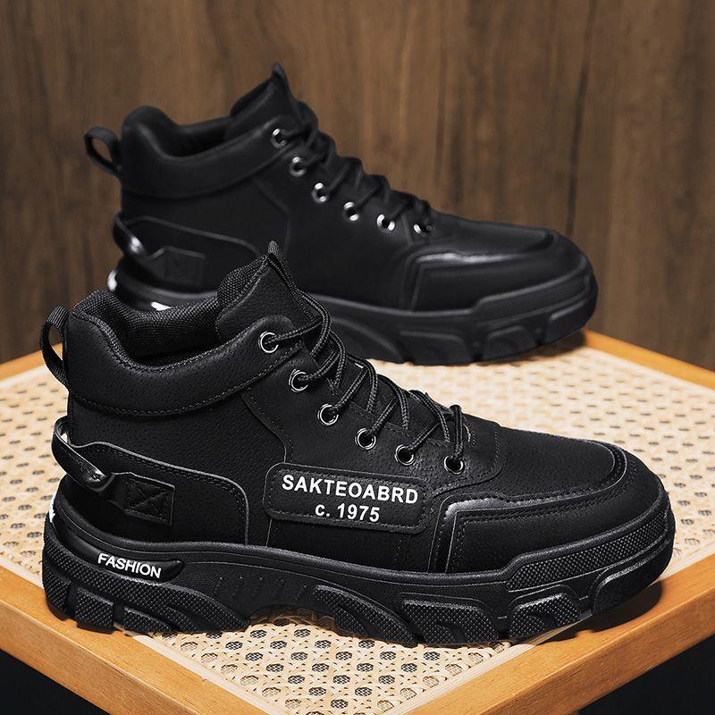 Classic Black Men Ankle Boots Street Men's Motorcycle Boots Anti-Slip Platform Outdoor Boots for Men Safety Shoe Botas Masculino