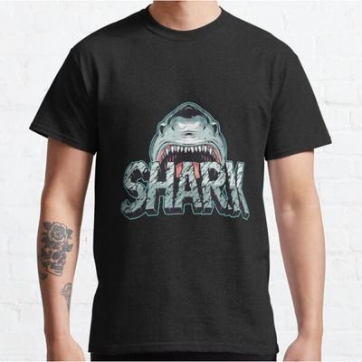 Gesichtshaif niedlich und gruselig zugleich Lustiges T-Shirt Vintage Grafik-T-Shirt 100% Baumwolle bedruckte Kleidung Alle Größen Oberteile S6XL