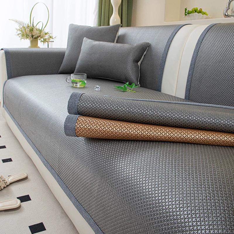 Summer And Summer Rattan Mat Sofa Cushion  New French High-End Ice Silk Mat Cover Cloth Non-Slip Seat Cushion
