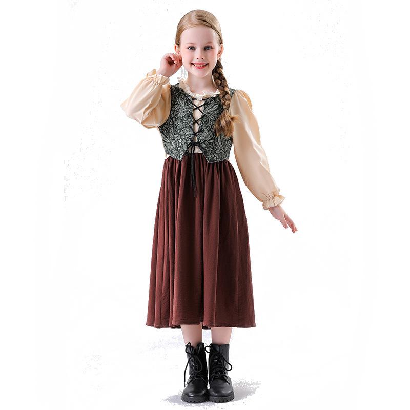 Cosplay Halloween gardener children's costume black floral Germany Munich Oktoberfest ladies costume manor maid cover