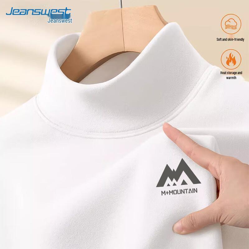 Jeanswest Men's Winter Fleece-Lined Mock Neck Long Sleeve T-shirt