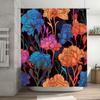 Luksusowa zasłona prysznicowa w kwiaty Wystrój łazienki z niebieskimi, różowymi i pomarańczowymi kwiatami do łazienki Wodoodporna tkanina Nowoczesne akcesoria domowe (Mu