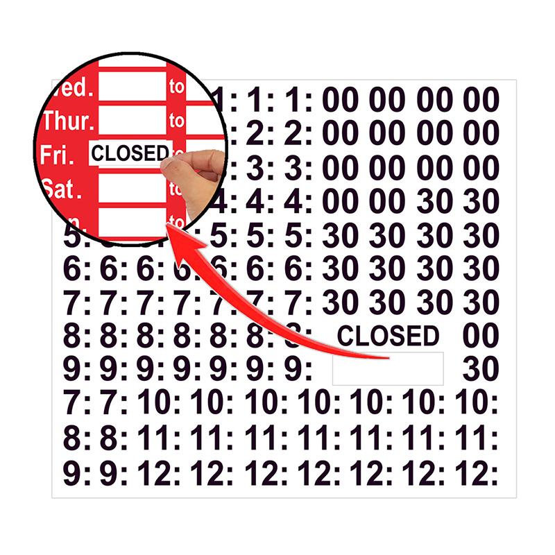 Semnelor Pvc Adeziv pentru orele de afaceri cu autocolant număr Magazin, birou, fereastră, uși, semne din plastic din vinil