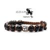 12 Zodiac Natural Stone Obsidian Hand-Woven Bracelets Cancer  Pisces Men's Bracelets Couples Friendship Jewelry Pulseras Hombre