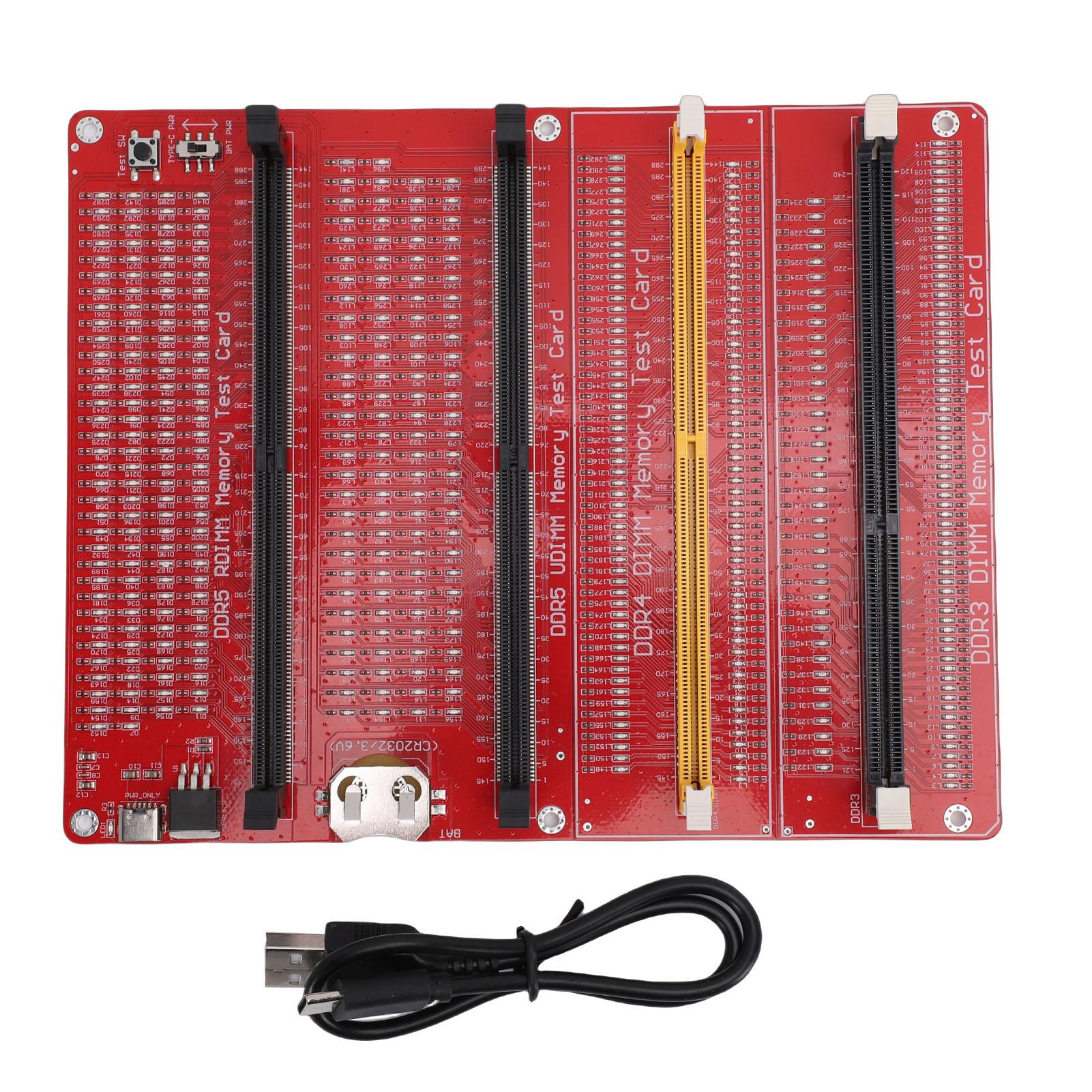 

4-в-1 Карта-тестер оперативної пам яті для настільного комп ютера DDR3 DDR4 DDR5 UDIMM DDR5 RDIMM Діагностичний аналізатор зі світлом червоний