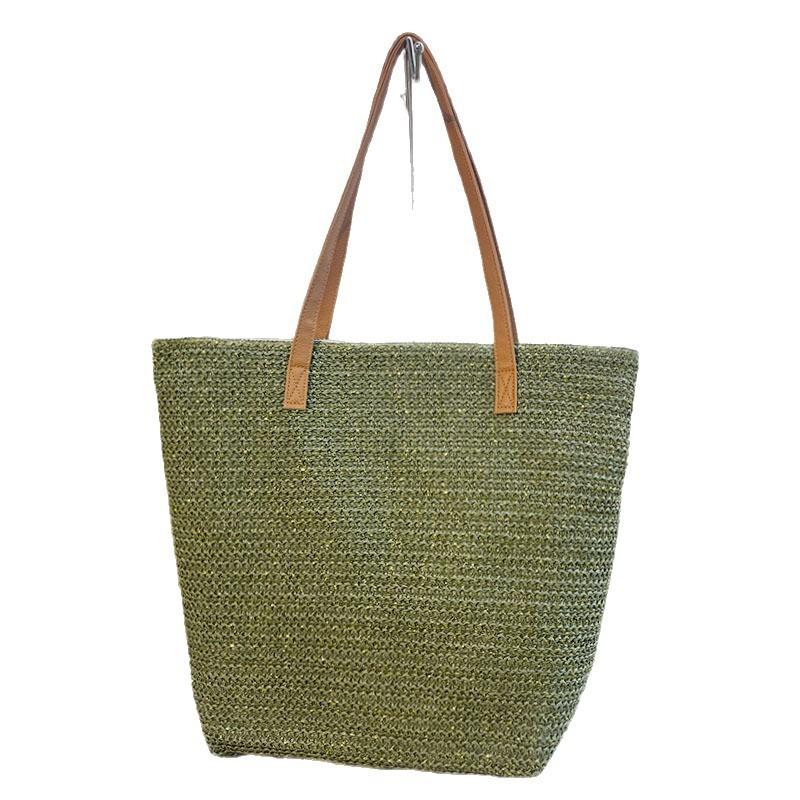 Woven Straw Tote Bag With Large Capacity For Beach And Casual Daily Use