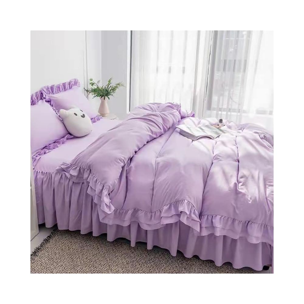 Single Duvet Cover 3-Piece Set: Cute, ruffled, princess-style design. Includes single duvet cover,