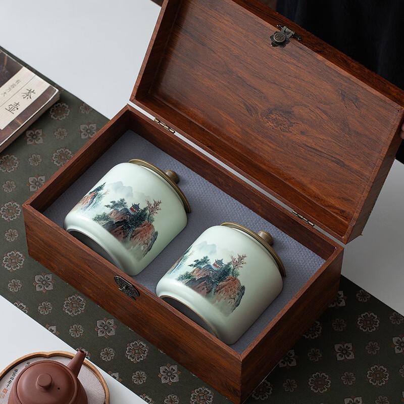 De ou Xingguang Retro Ceramic Tea Caddy Gift Set