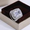 Flash Diamond Square Princess Ring European and American Fashion Women Engagement Proposal Diamond Ring