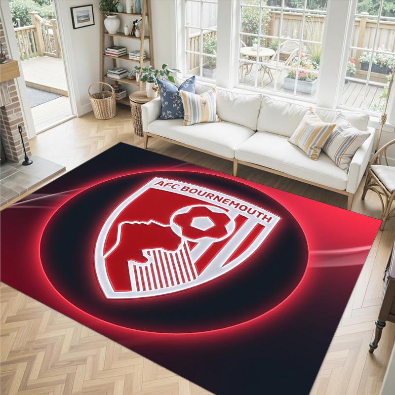 Bournemouth Football Design Crystal Velvet Carpet Cozy Non?Slip Printed Rug For Bedroom Living Room Entrance