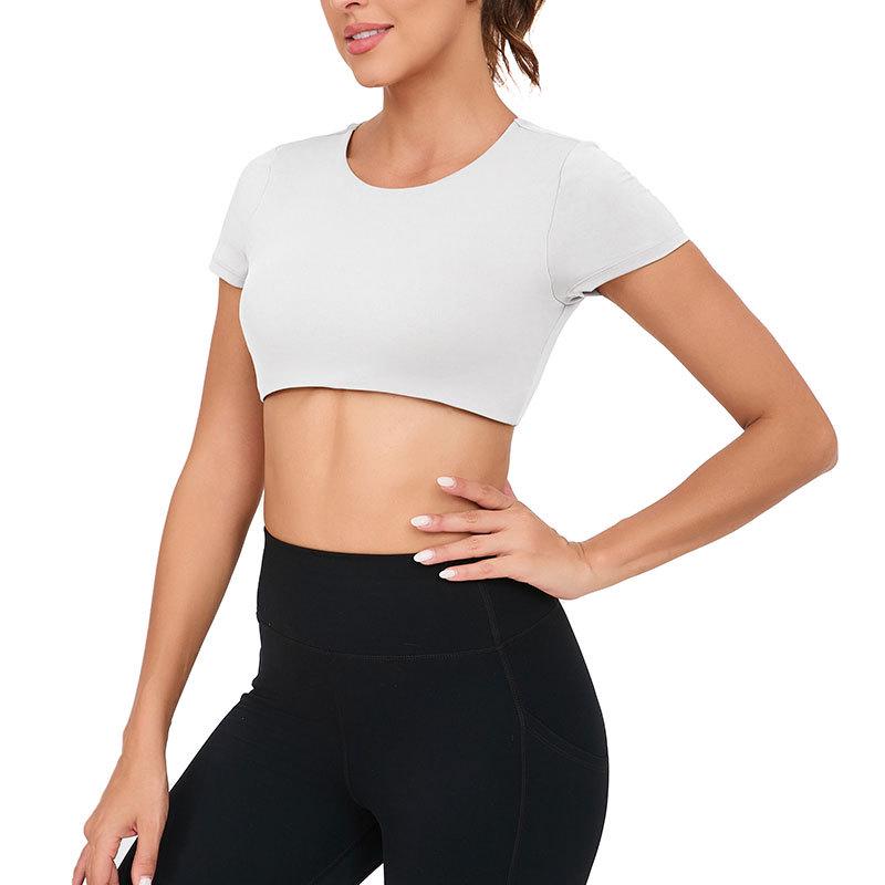 Women's Quick-Dry Short Sleeve Yoga Top - Breathable, Elastic, Tight-Fit, Summer Sport Apparel