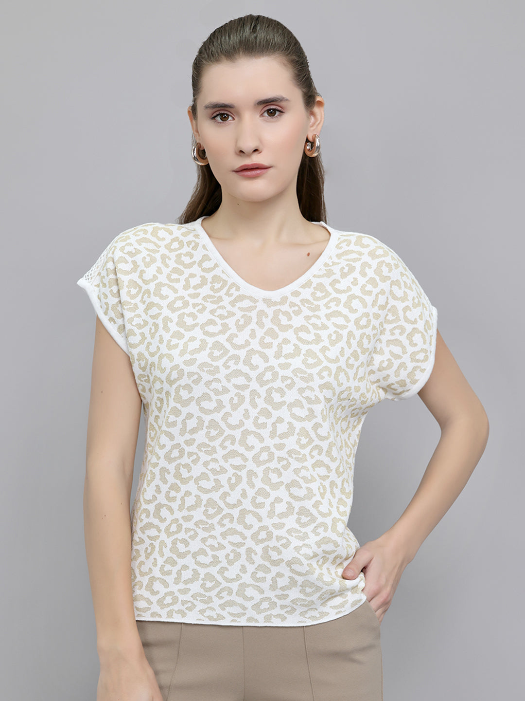Monte Carlo Women Regular Fit Off White Top M