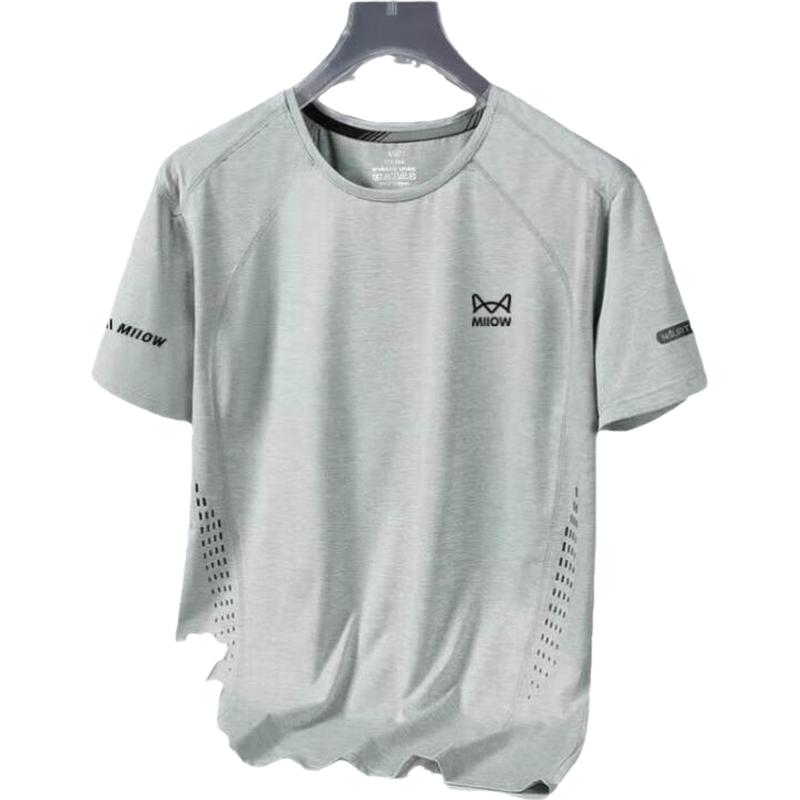 Mao Ren Men's Ice Silk Quick-Dry Round Neck T-Shirt