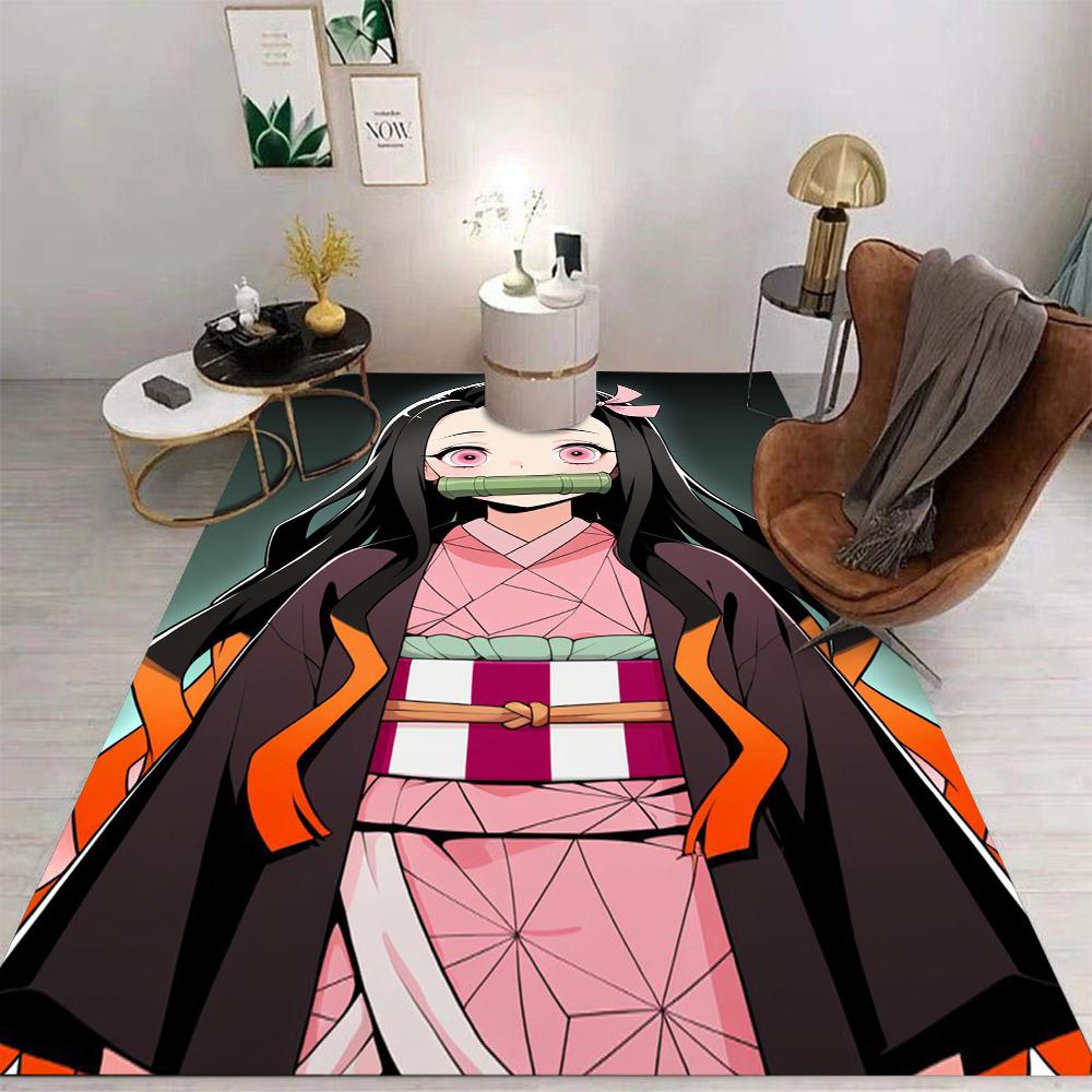  Demon Slayer Carpet Cartoon Living Room Bedroom Kitchen Sofa Table Balcony Rug Non-slip Washable Mat Exquisite Ornaments
