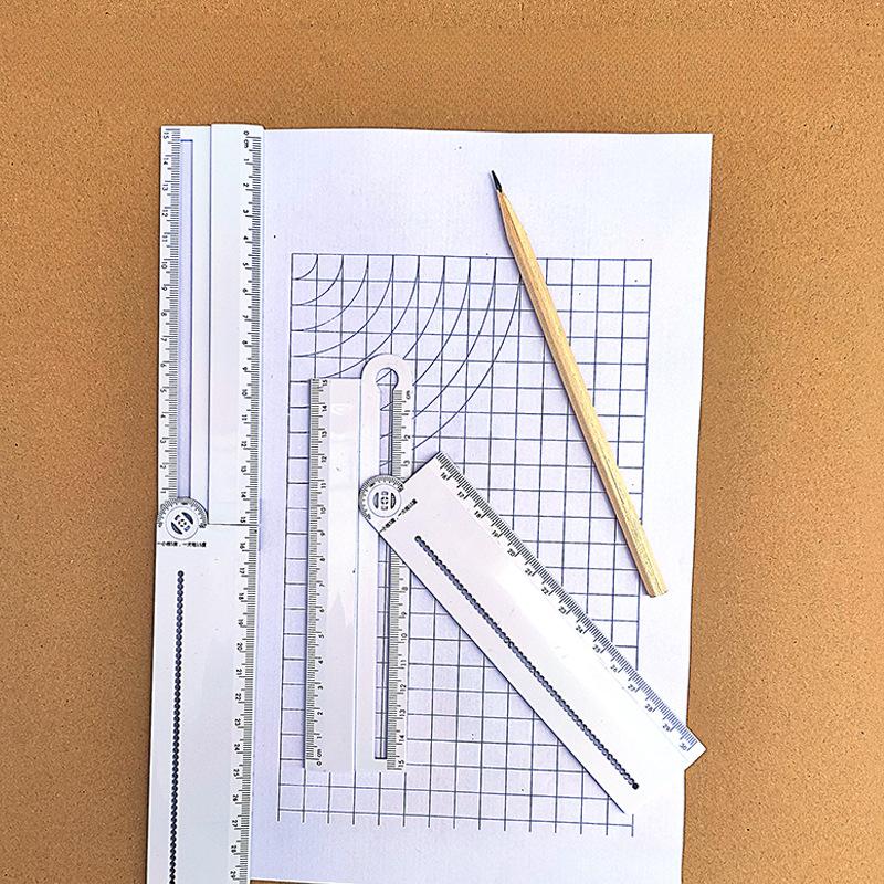 Multifunctional ruler can replace straightedge, protractor, compass, draw arcs, parallel lines, measure line thickness and font