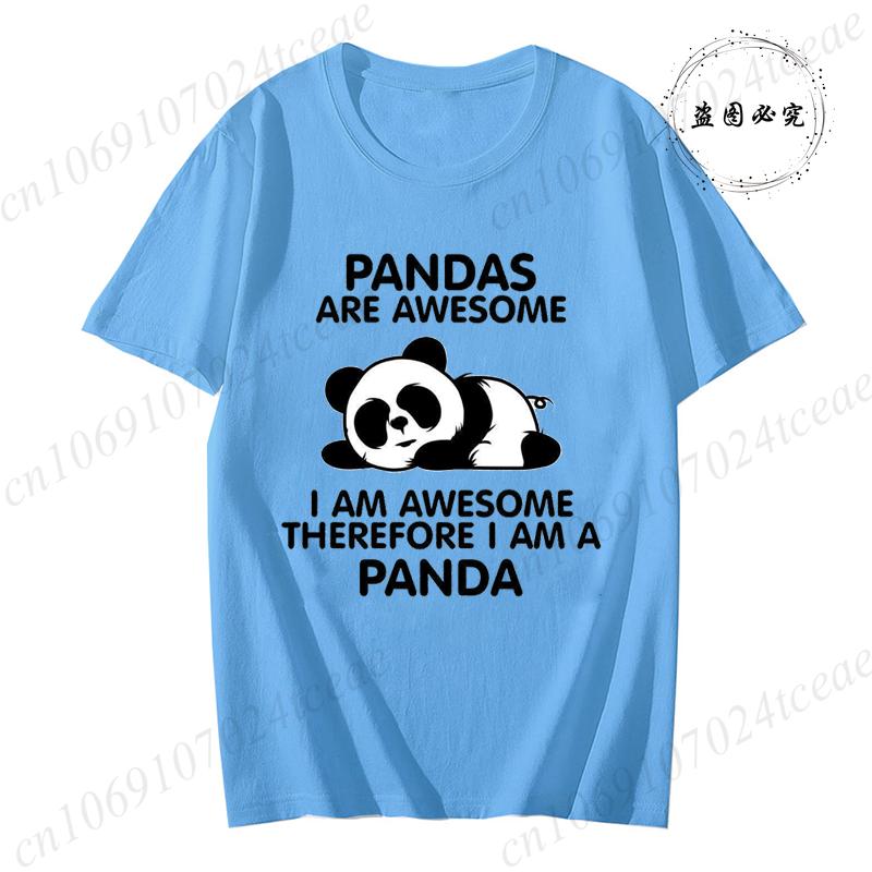 Pandas Are Awesome Print Unisex Tshirt Casual Tshirt Summer Lazy Panda Animal Graphic Fashion Female Tee T Shirts Unisex Clothing