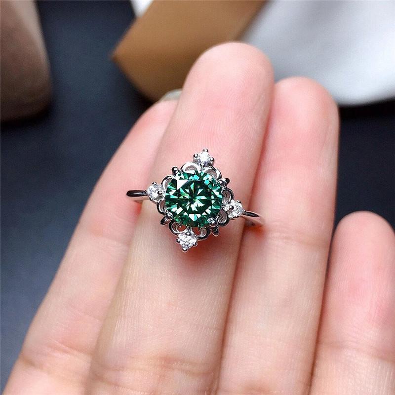 Sterling Wedding Rings for Women Green Cubic Zircon Fashion Elegant Finger Accessories Party Gift New Jewelry