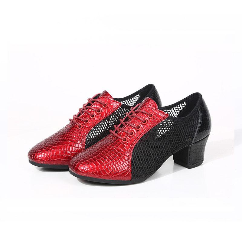 

Туфли для латиноамериканских танцев из натуральной кожи, на мягкой подошве, женские туфли для модерн-джаза, туфли для преподавателей, туфли для квадратного танца 40 красный